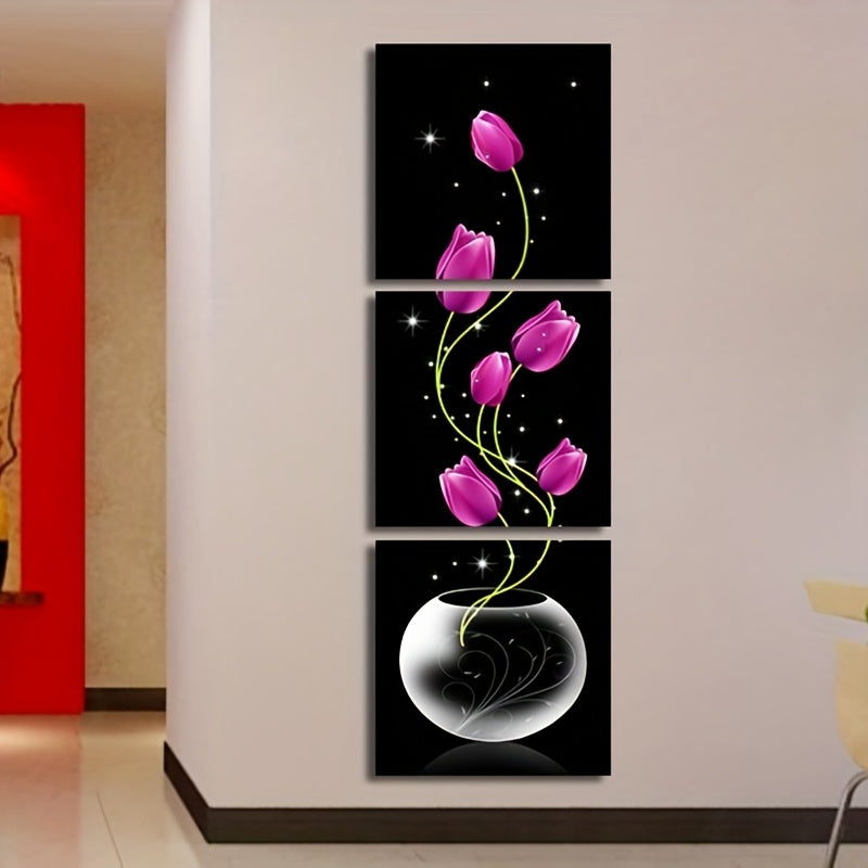 3-Piece Mosaic Oil Painting Wall Art Set for Room Decor Scenic Bedroom Living Room