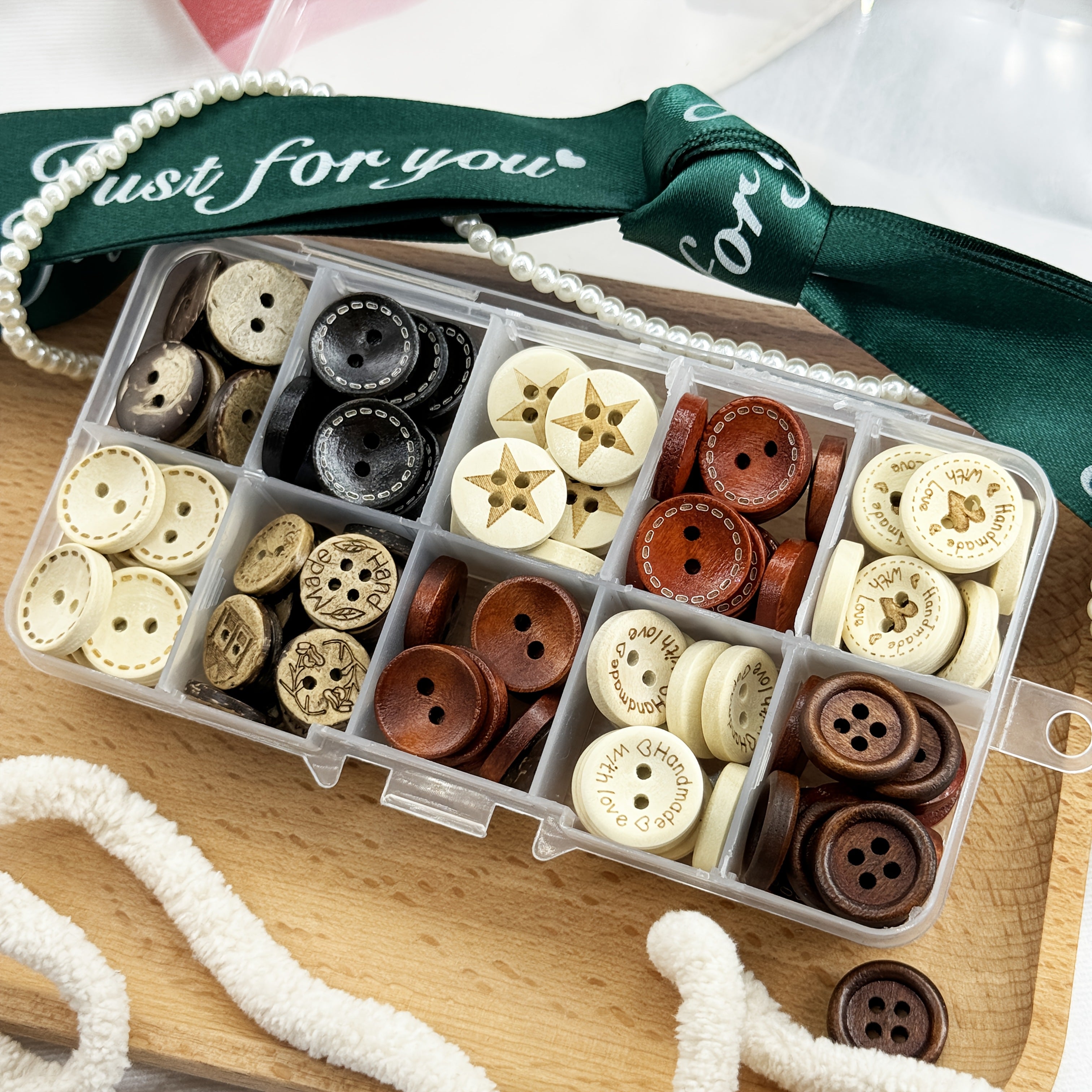 Set of 136 Decorative Buttons for DIY Crafts and Sewing Projects