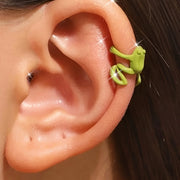 Unisex Resin Ear Bone Clip Green Frog Punk Style Non-Piercing Jewelry