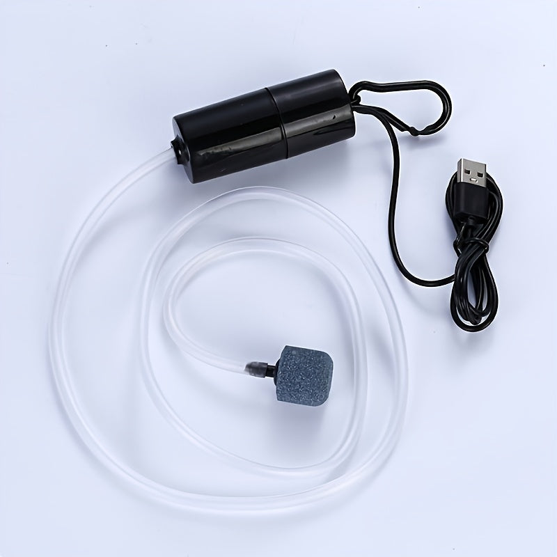 Portable Mini Oxygen Pump for Fish Tank USB Air Pump for Outdoor Hunting and Fishing Black