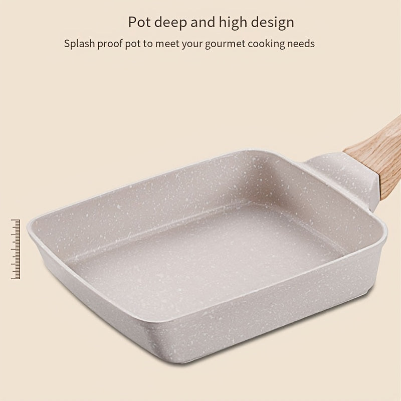 Japanese Style Tamagoyaki Pan Set Non-Stick Silicone Omelette Cookware with Wooden Handle
