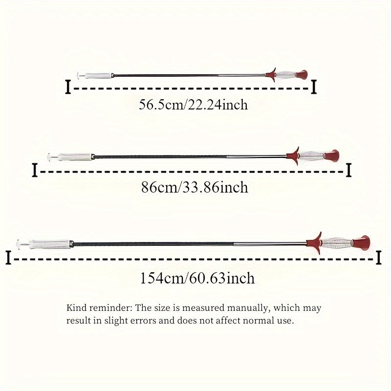 Herramienta flexible para eliminar obstrucciones en desagües de metal con mango rojo para lavabo y inodoro