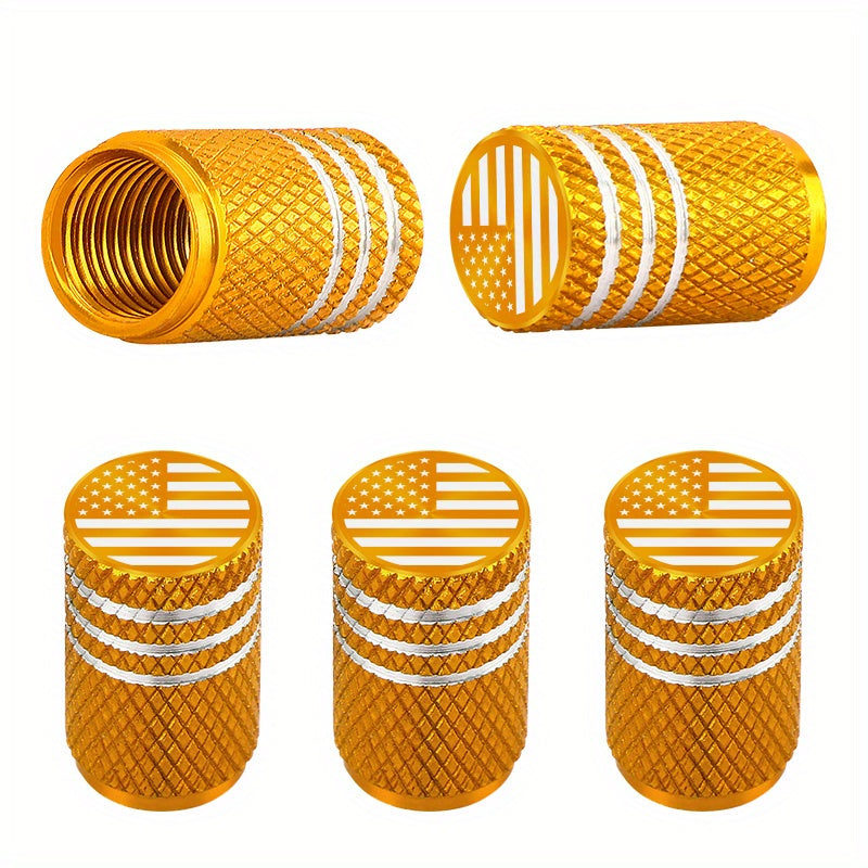 5pcs Patriotic American Flag Aluminum Alloy Tire Valve Caps Leak-Proof Corrosion-Resistant