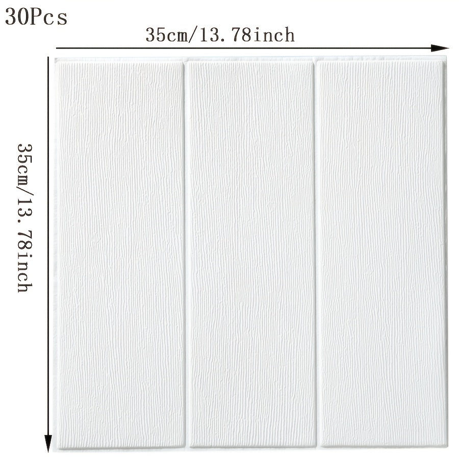 Self-Adhesive Wood Grain Wall Stickers 30pcs Washable Shapes and Stripes