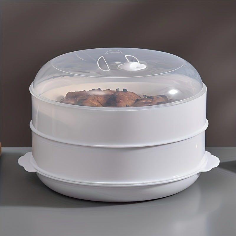 Keng Ko'p Qavatli Mikrotolqinli Pishirgich Splash Guard bilan - Guruch, Bulochka va Dumplinglarni Pishirish uchun Ideal - Mustahkam Plastik Qurilish, Quvnoq Tez Qizdirish