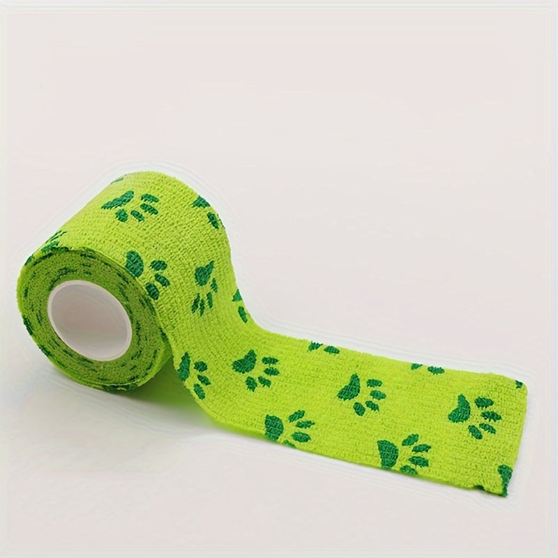 6 милых самоклеящихся повязок с отпечатками лап для собак, эластичных и самоклеящихся для обертывания запястья и лодыжки.