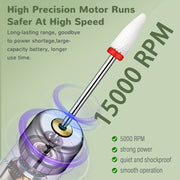 Pulidor de uñas giratorio de alta velocidad portátil con 3 cabezales ajustables y 12 opciones de lijado