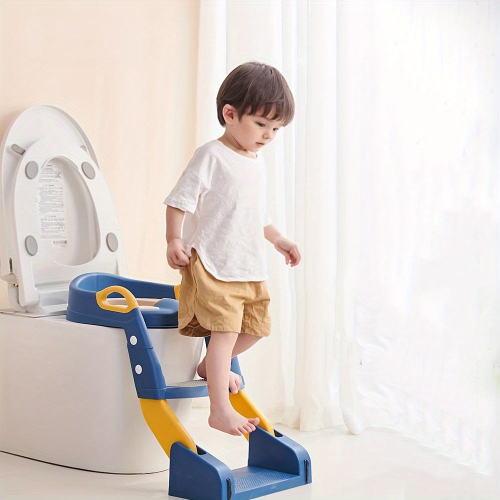 Foldable Toilet Training Seat for 3-6 Year Olds with Non-Slip Mat and Step Stool
