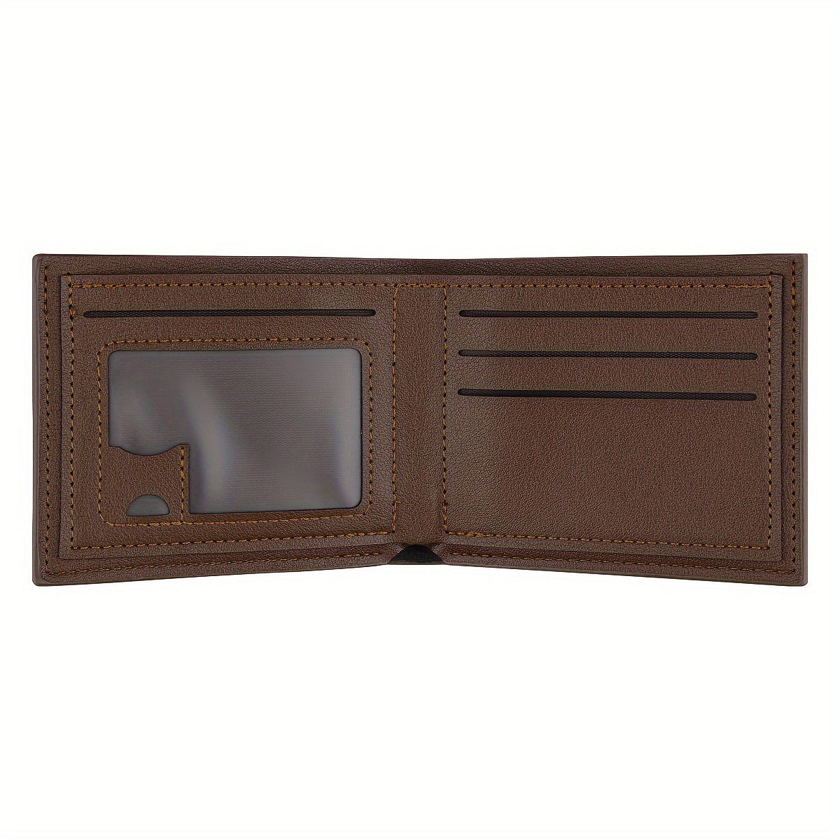 Vintage Faux Leather Wallet with $100 Bill Design, Multi-Card Slots, Black Short Double-Fold