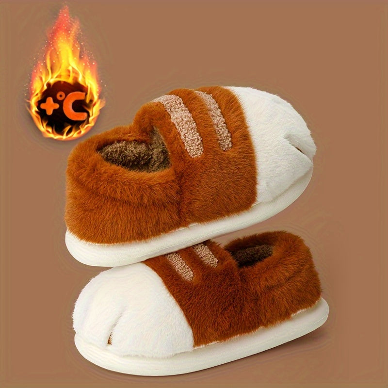 Women's Furry Cat Paw Slippers Indoor Warmth Casual Slip-Ons - Multiple Sizes