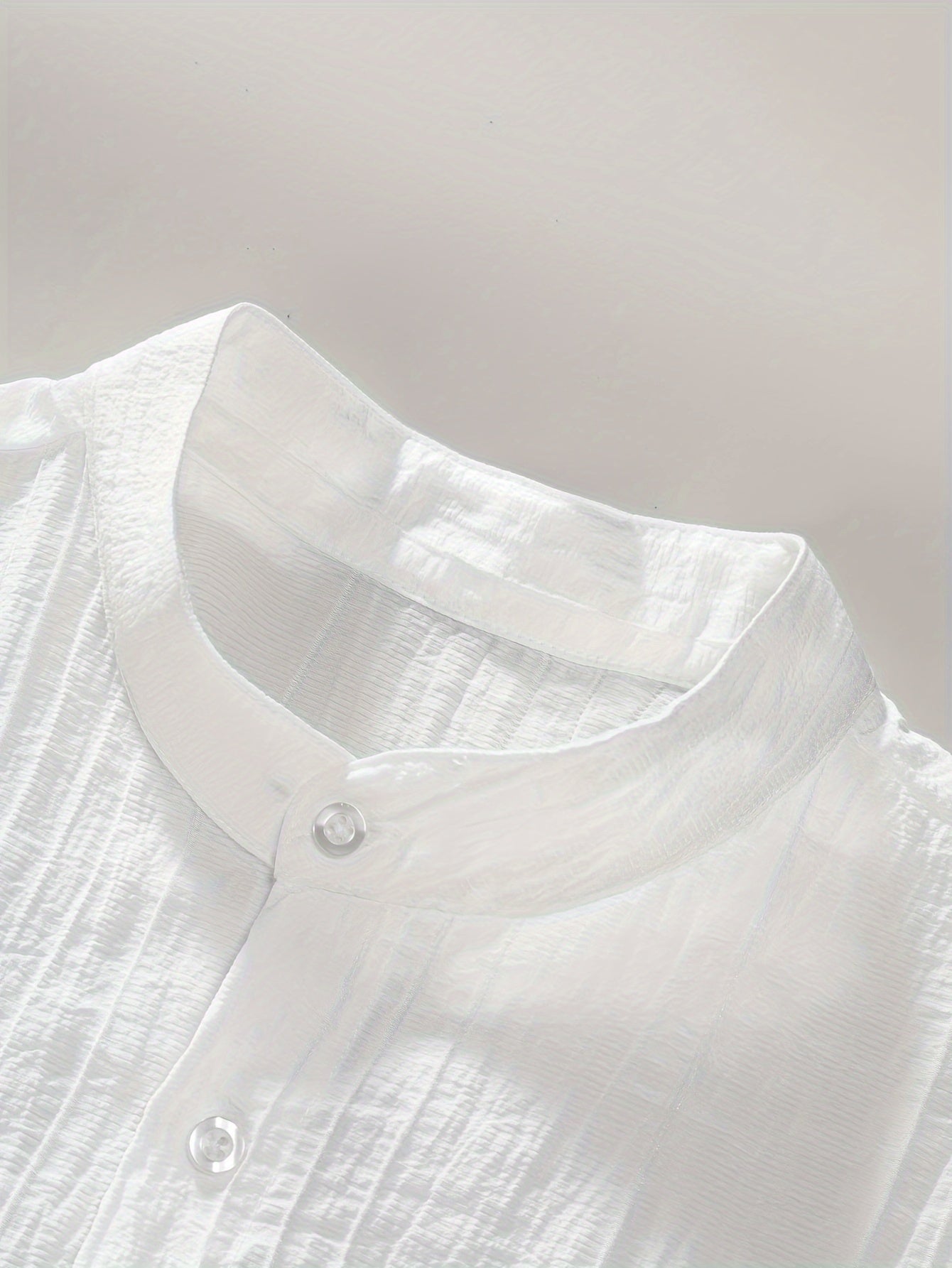 Men's Black Short Sleeve Casual Shirt Lyocell Stand Collar Pocket Summer