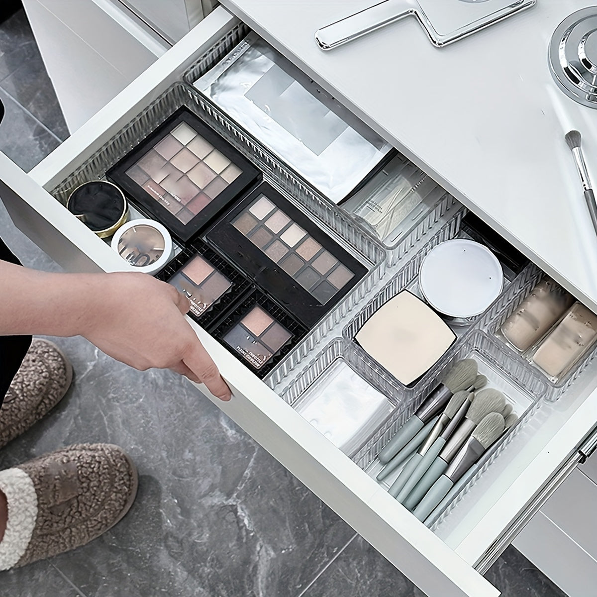 Caja de almacenamiento de plástico con cajones para organizador de cosméticos y cuidado de la piel