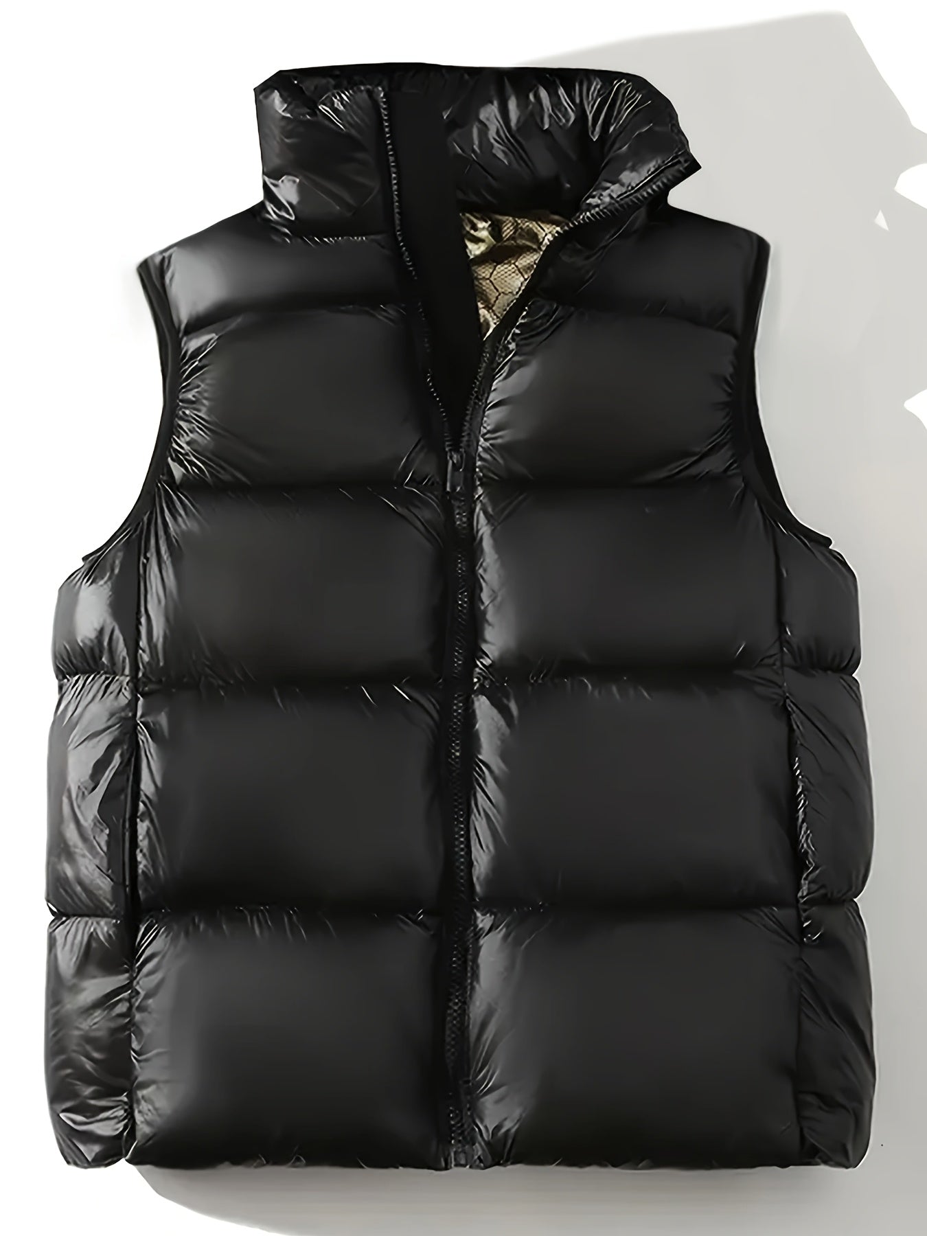 Plus Size Men's Puffer Coat with Hood and Pockets Casual Warm Outerwear