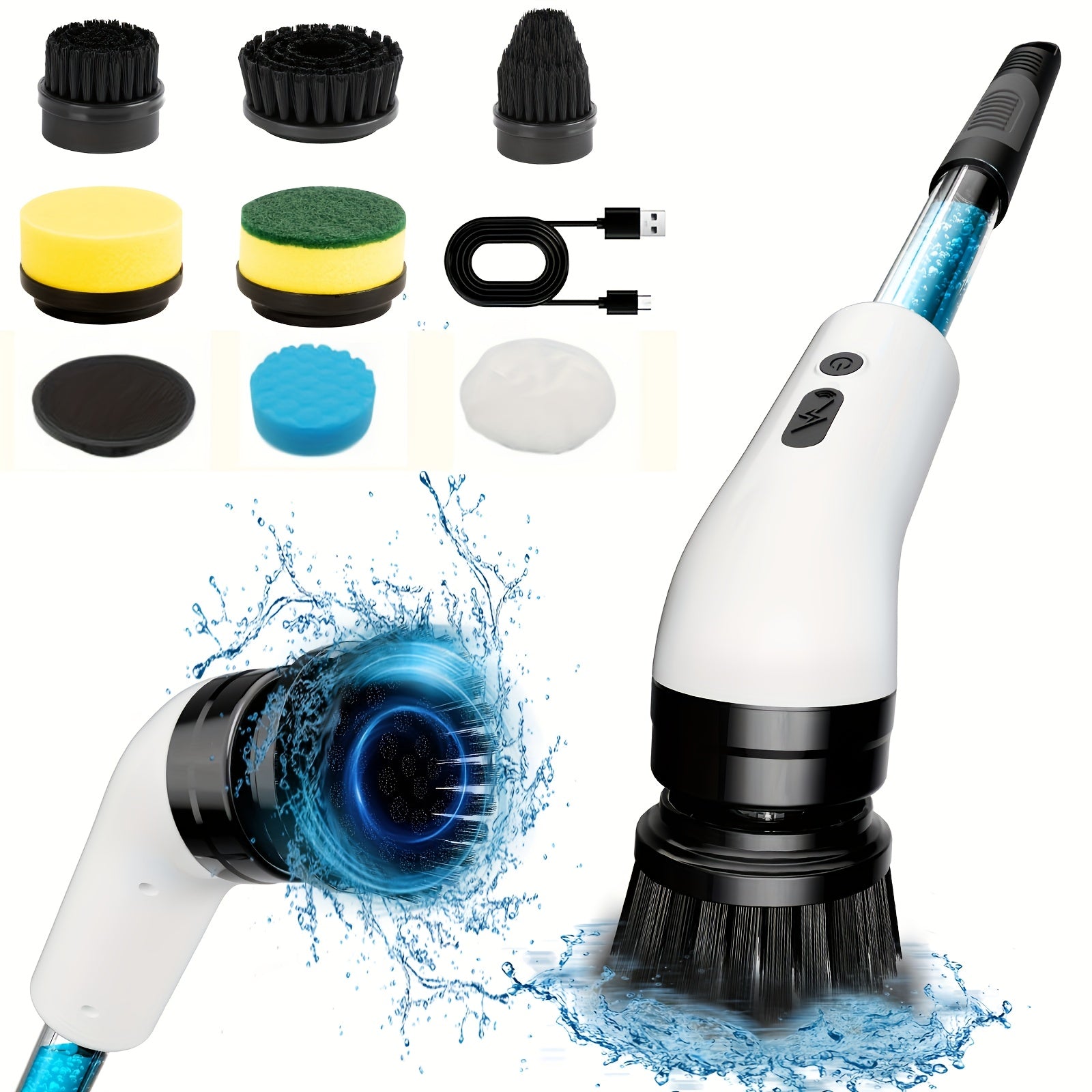 IAGREEA Elektrik aylanuvchi tozalovchi, sabun tarqatuvchi, USB zaryadlash va turli yuzalar uchun ko'p funksiyali tozalovchi cho'tka to'plami - 9/7/5 almashtiriladigan boshlar, ikki tezlik, qayta zaryadlanadigan litiy.