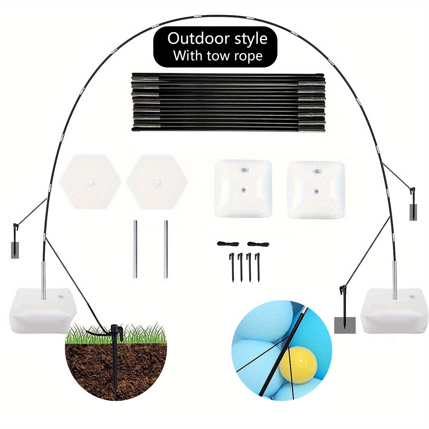 Black Glass Fiber Balloon Arch Kit for Parties and Events