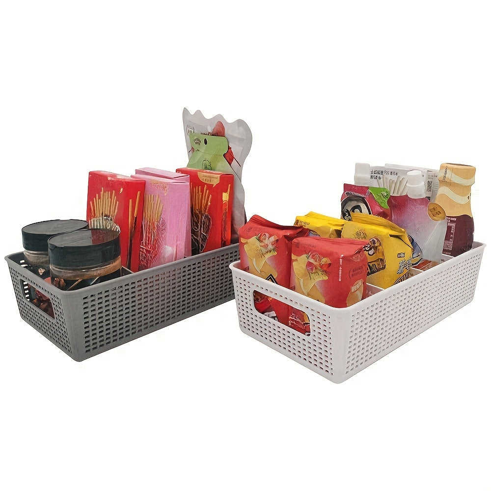 Multi-Purpose Woven Storage Box Set of 5 with Divider for Bathroom and Kitchen