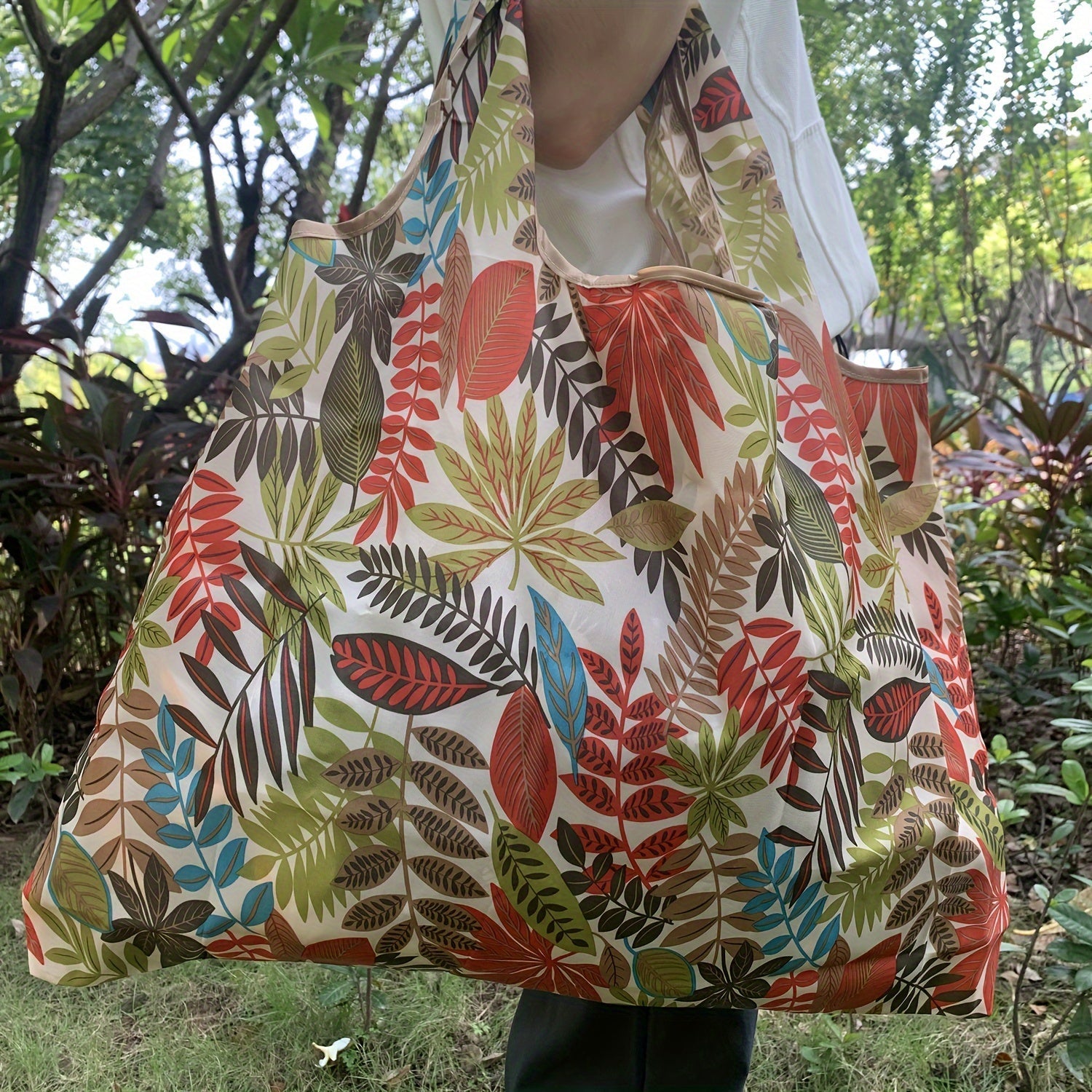 Keng O'raladigan Xarid Sumkasi - Kuchli Naylon, Ekologik Toza Oziq-ovqat Sumkasi, Halloween, Rojdestvo, Pasxa va Shukrona kuni kabi Bayramlar uchun Quvnoq Bilak Tasmasi bilan