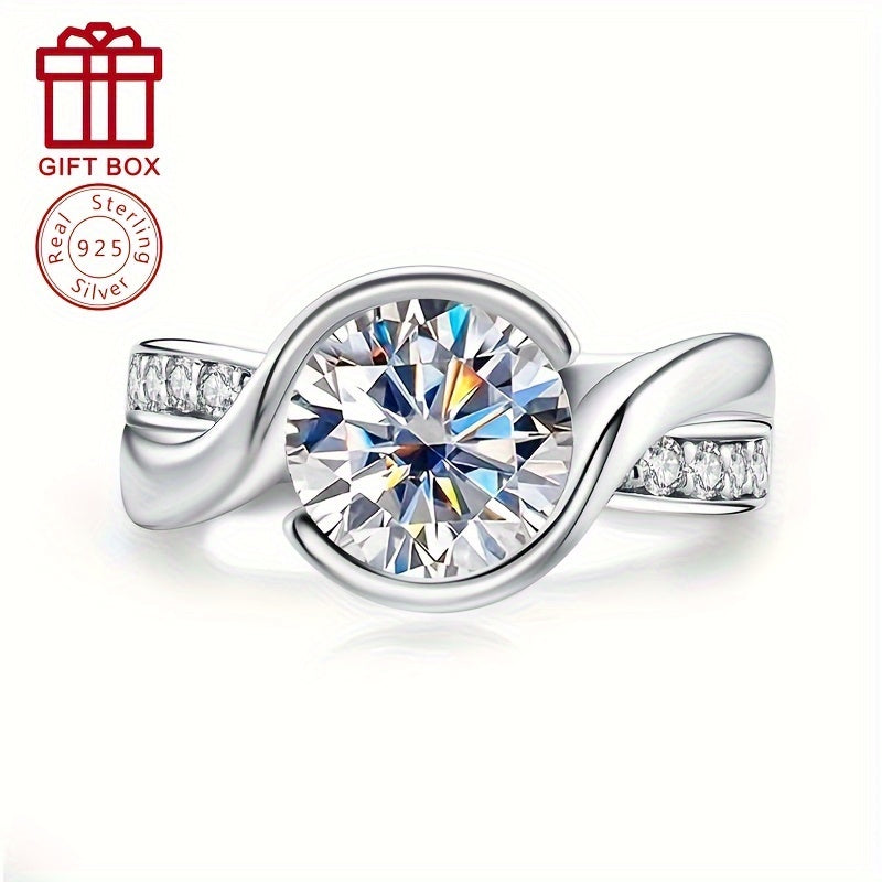 Women's Engagement Ring 9mm Moissanite Half-Set with 3CT Accent Stones in Silver