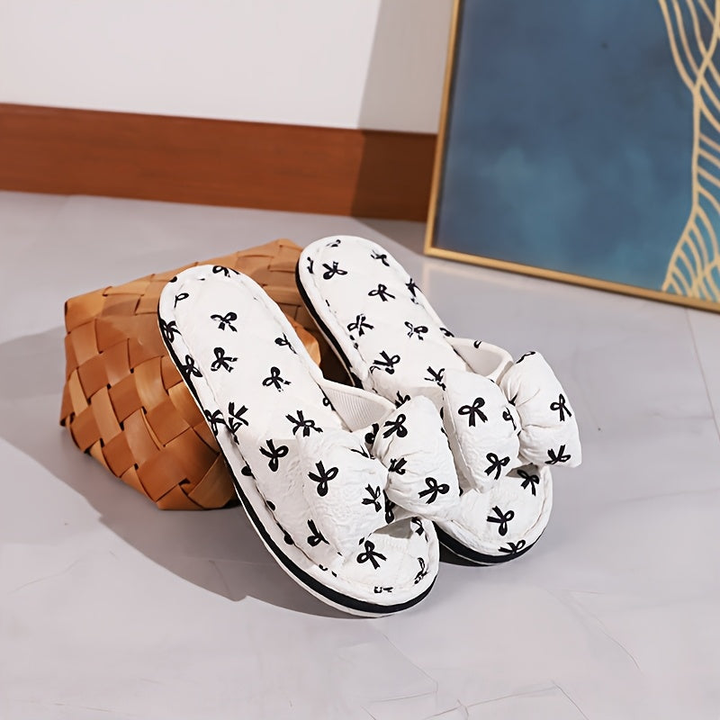 Women’s All-Season Home Slippers with Bow Design Soft Sole Comfortable