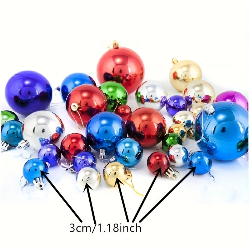 24 Plastic Christmas Ball Ornaments for Tree Decorating and Holiday Parties