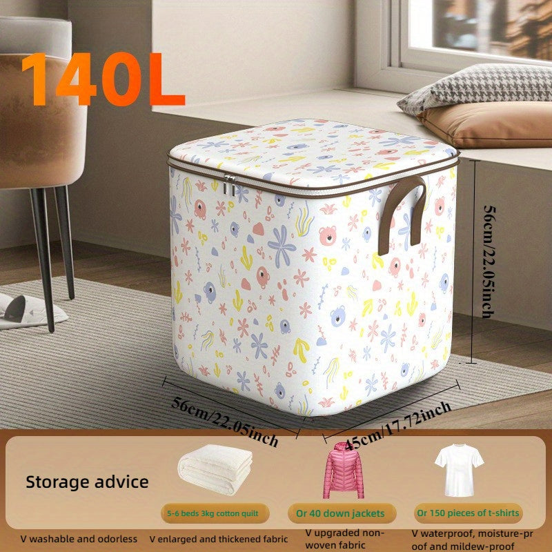 Cubo de almacenamiento de polipropileno impermeable con cierre de pestillo, organizador plegable para ropa y mantas, gran capacidad, almacenamiento bajo la cama
