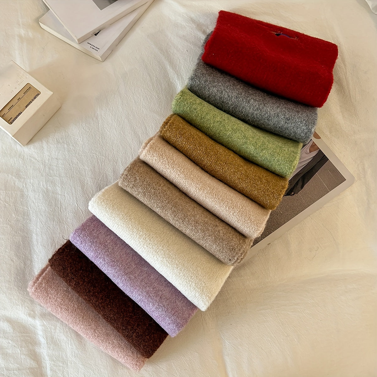 Women's Gray Wool Blend Knit Puppy Scarf Embroidered Neck Warmer Winter Windproof