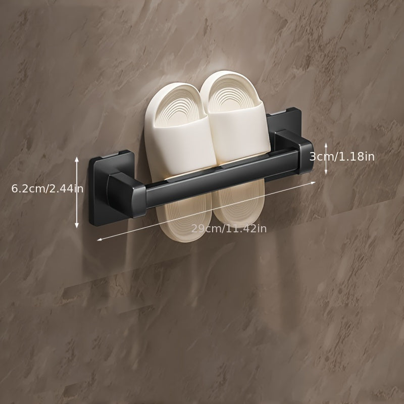 Wall-Mounted Shoe Organizer Bathroom Space-Saving No-Drill Metal Slipper Rack