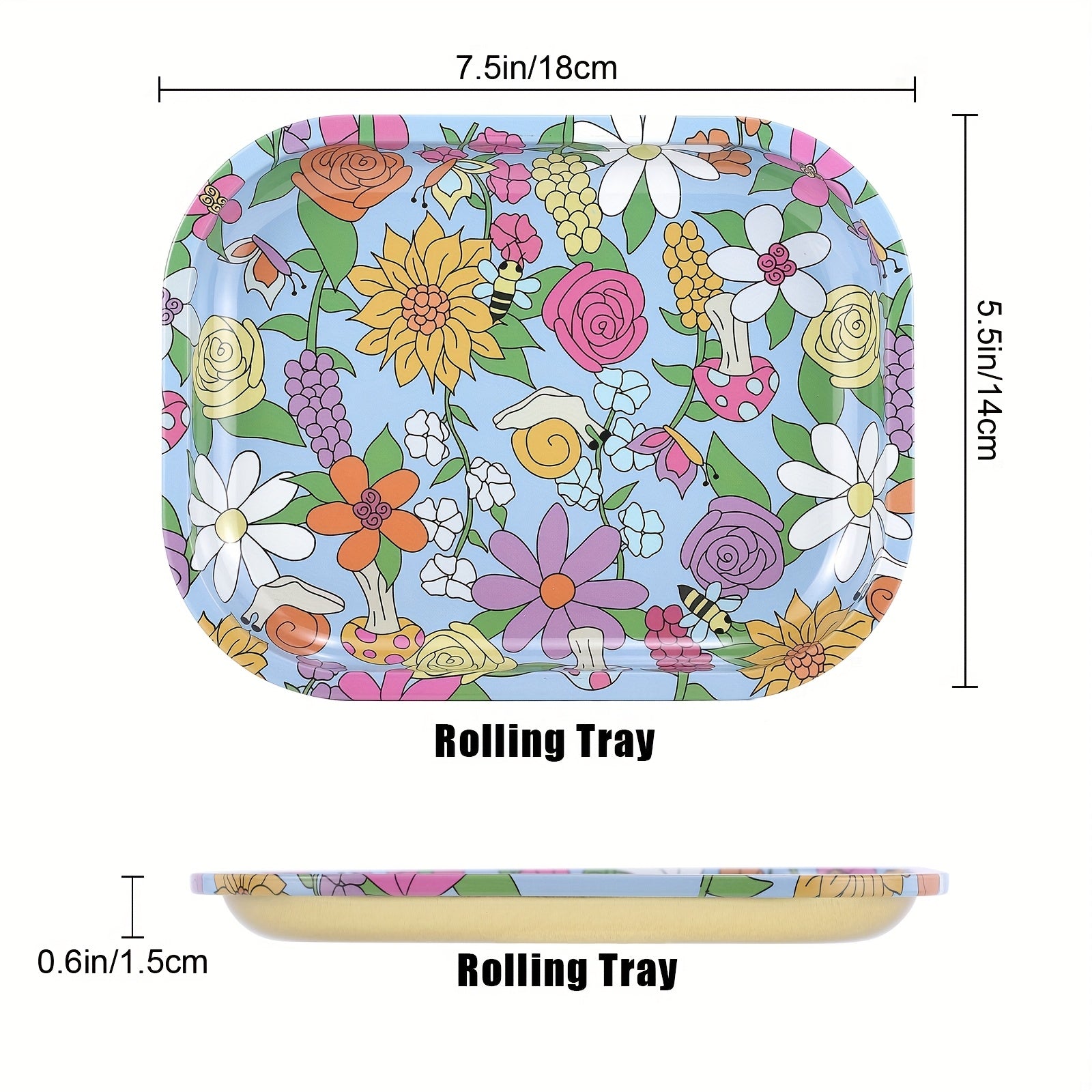 Rolling Tray Floral Critter 180x140mm Tobacco Smoke Accessories