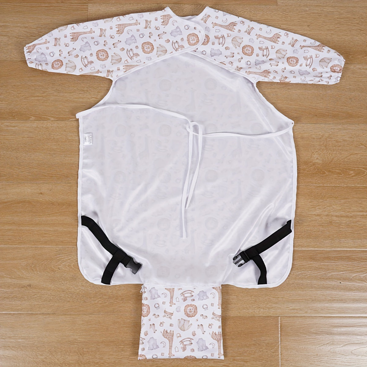 Long Sleeve Waterproof Feeding Bib with Hook and Loop Closure for Messy Meals