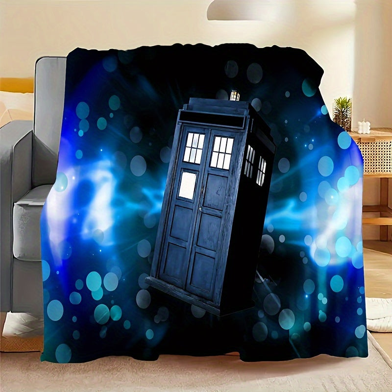 Mysterious TARDIS Space Pattern Flannel Throw Blanket Polyester All-Season Quilted