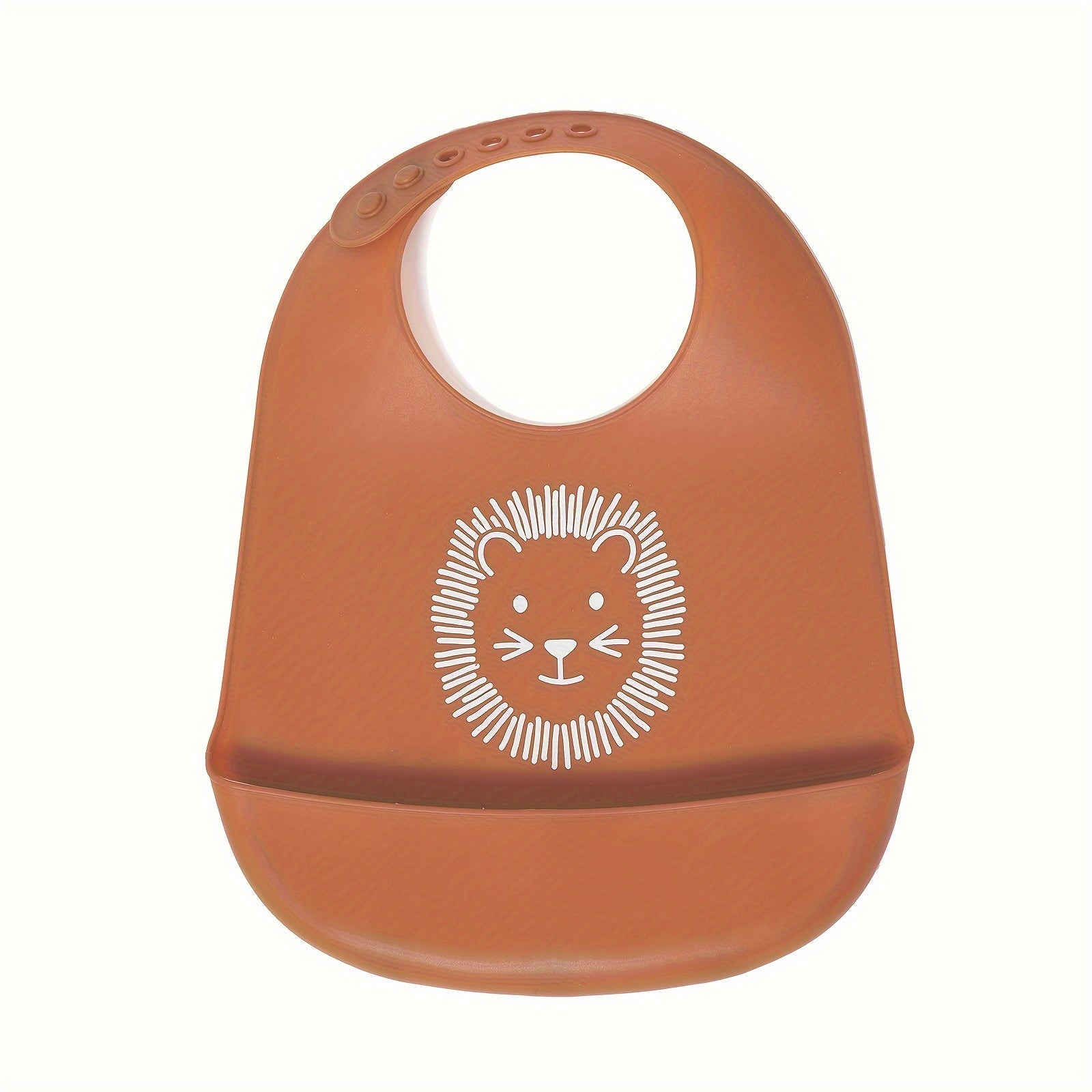 Baby Silicone Bib for Infants Waterproof Lion Print Durable Food Catcher