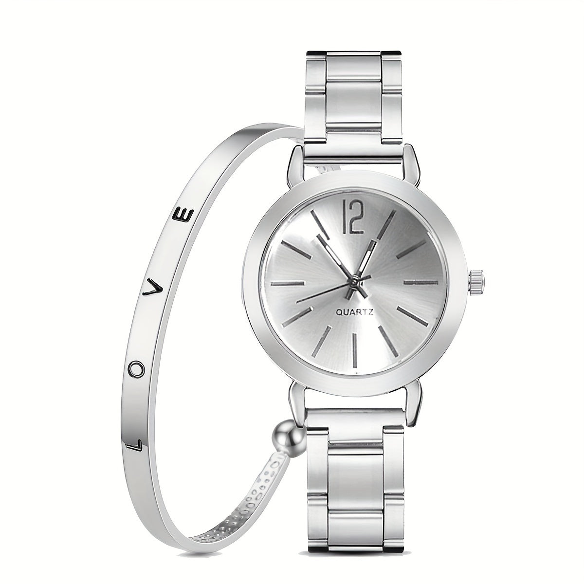 Women's Elegant Silver Watch with Leather Strap and Minimalist Design