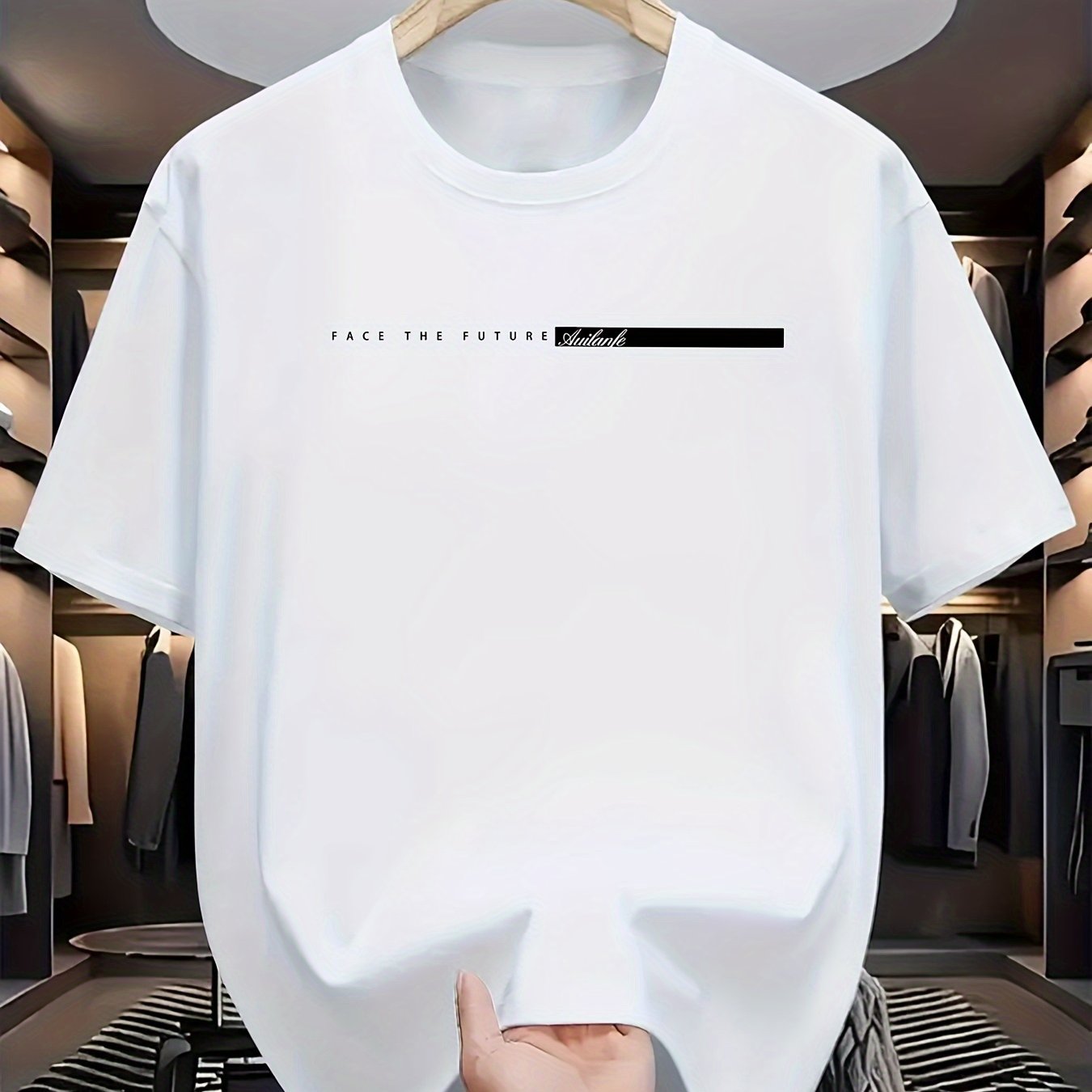 Unisex Summer Polyester Crew Neck T-Shirt with "Face The Future" Print