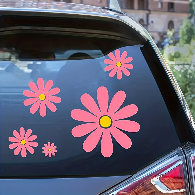 Car Stickers Set, Daisy Pattern, 5 Pieces, Waterproof and Removable