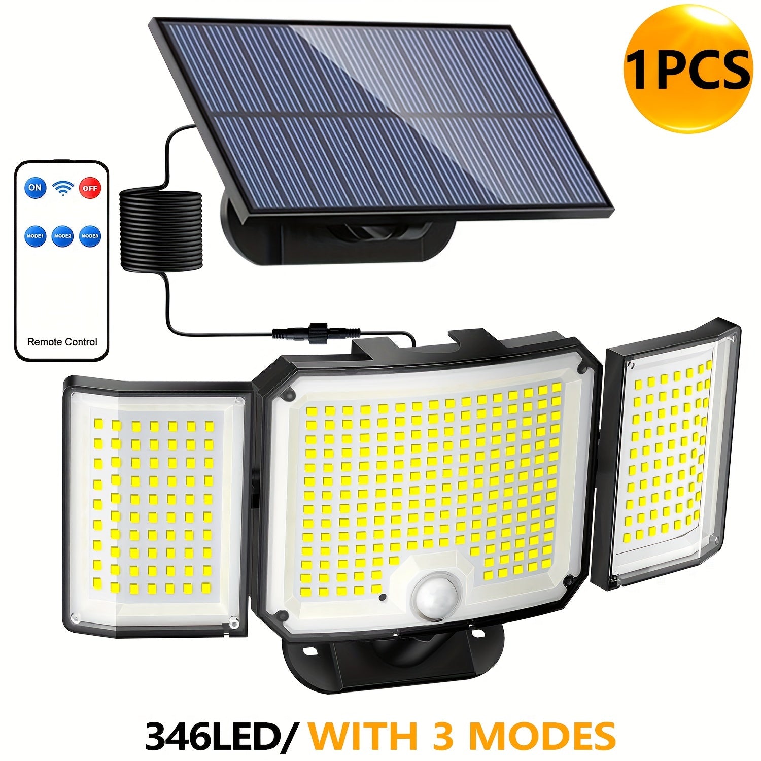 Solar Outdoor Light with Motion Sensor Remote Control 346LED Floodlight for Garden Porch Yard