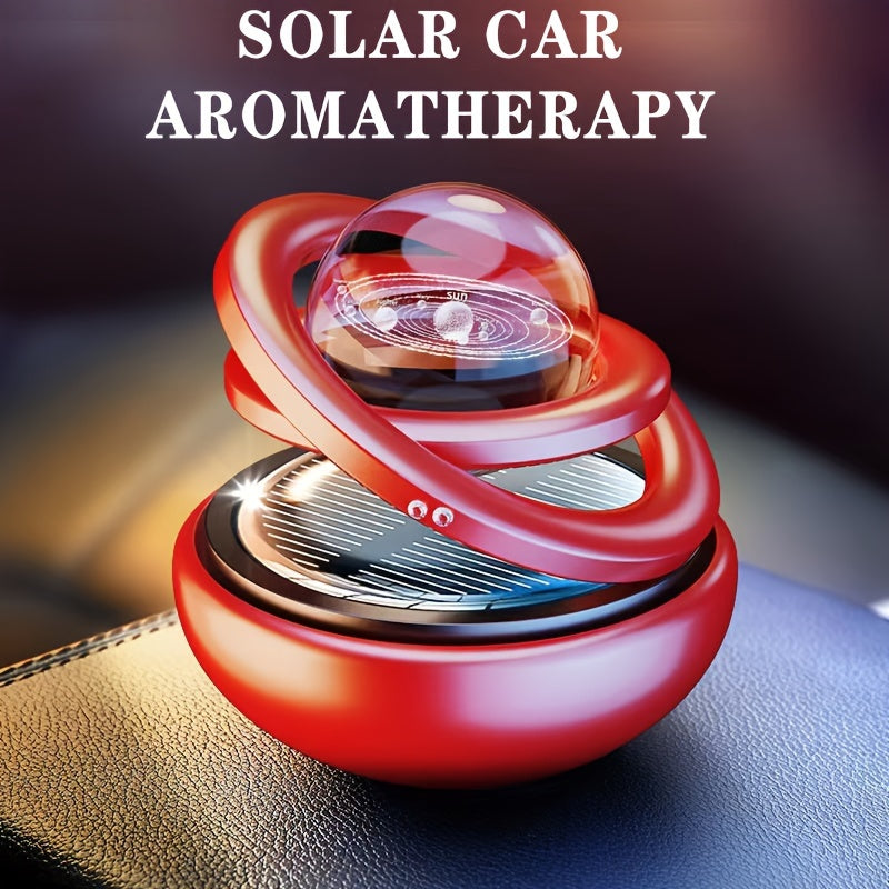 Solar Rotating Car Aroma Ornament with Solid Perfume Tablets for Interior Decoration