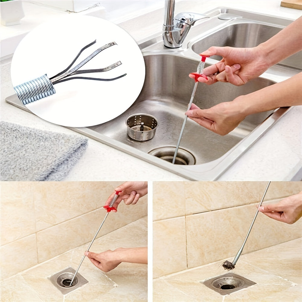 Drain Cleaning Dredging Tool with Grapple Hook for Sink Clogs, Flexible and Long