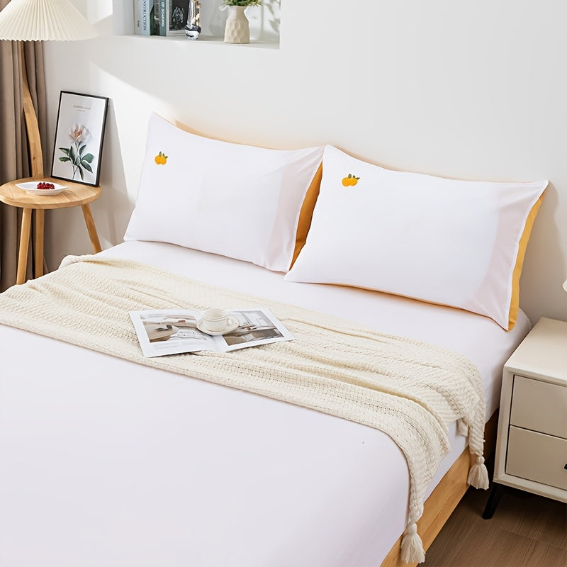 Two Pieces Pillowcases Towel Material 50x70 Flower Pattern Skin-Friendly Polyester Spandex