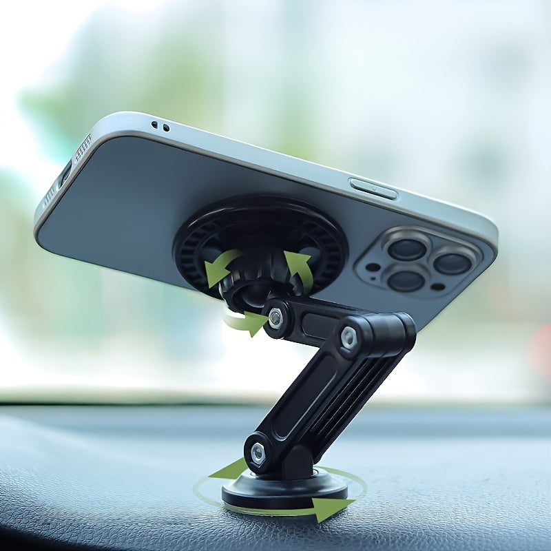 Aluminum Alloy Magnetic Car Phone Holder Waterproof Adjustable Dashboard Grip for All Vehicles