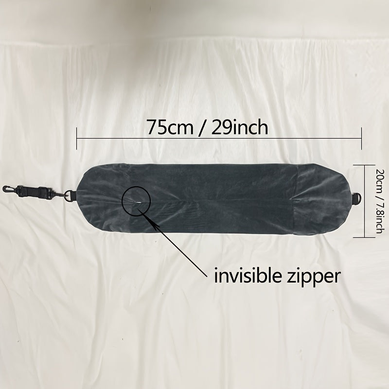 Black Adjustable Dutch Velvet Travel Neck Pillow with Long Zipper for Comfort