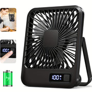 Portable USB Desktop Fan with 1800mAh Rechargeable Battery, 5-Speed, 180° Tilt