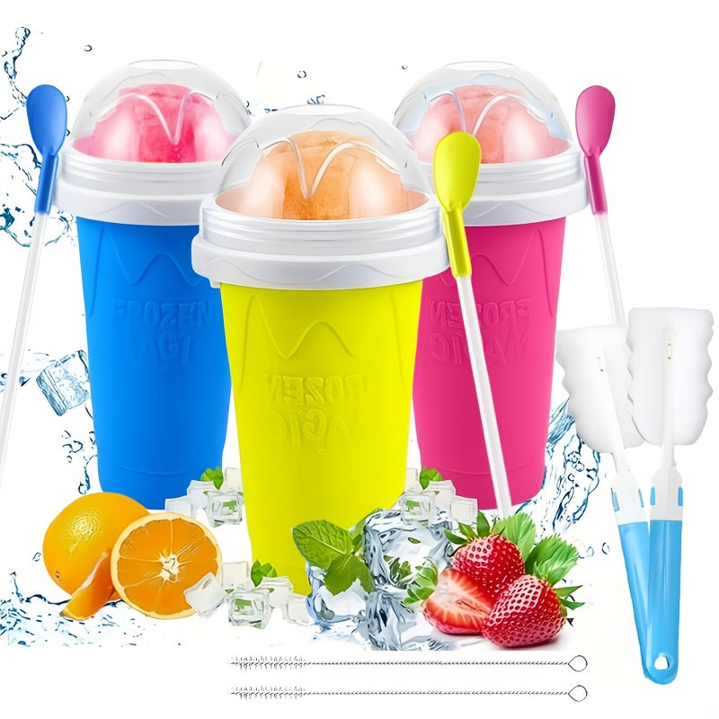 3 Slushie Maker Cups with Lids 2 Cup Brushes 2 Straw Brushes for Milkshakes