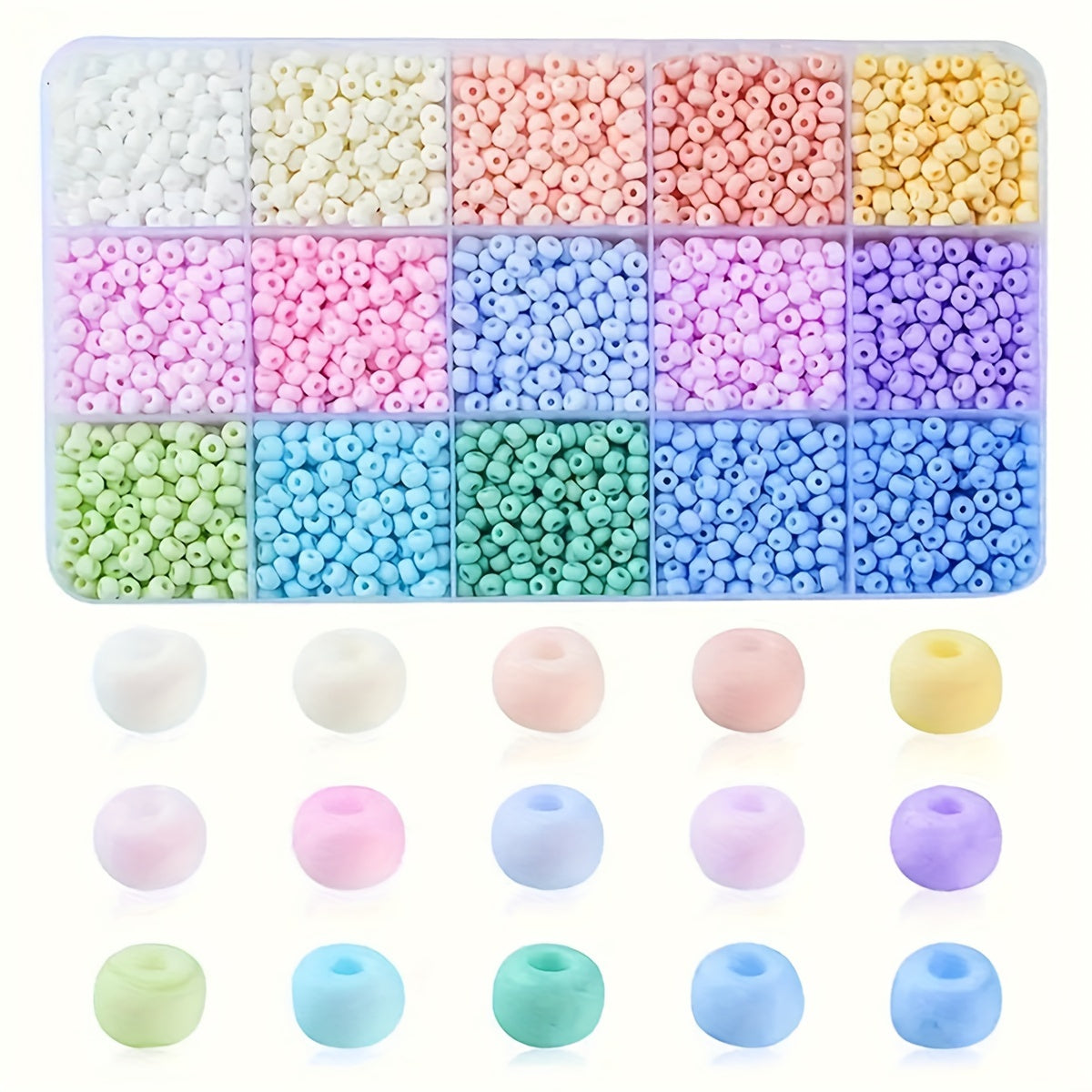 3000pcs 3mm Glass Beads for Jewelry Making in 15 Colors DIY Bracelet Necklace Craft Kit