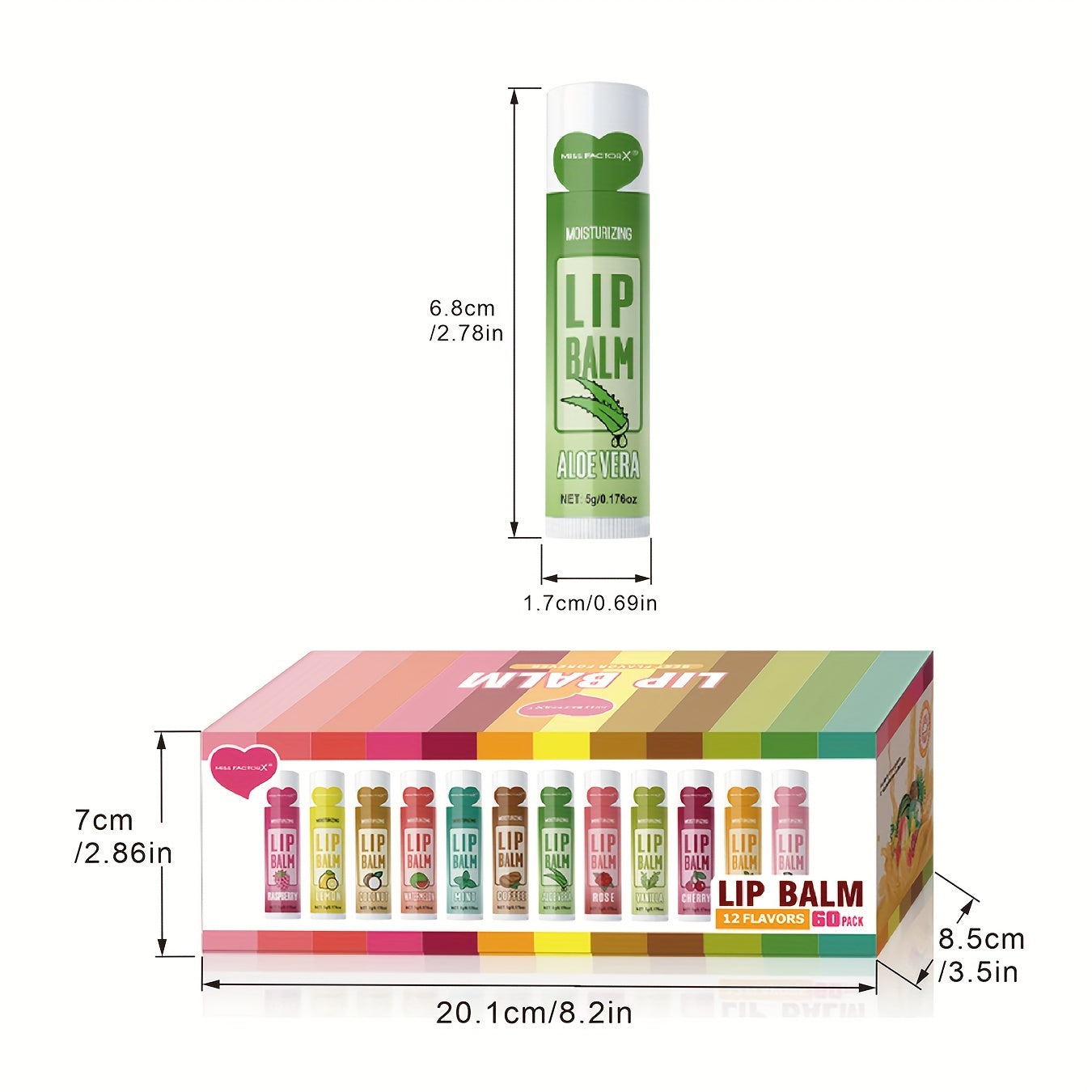 60 dona lab bo'yog'i sovg'a to'plami, namlantiruvchi, yaltiroq yakun, Vitamin E, erkaklar va ayollar uchun uniseks