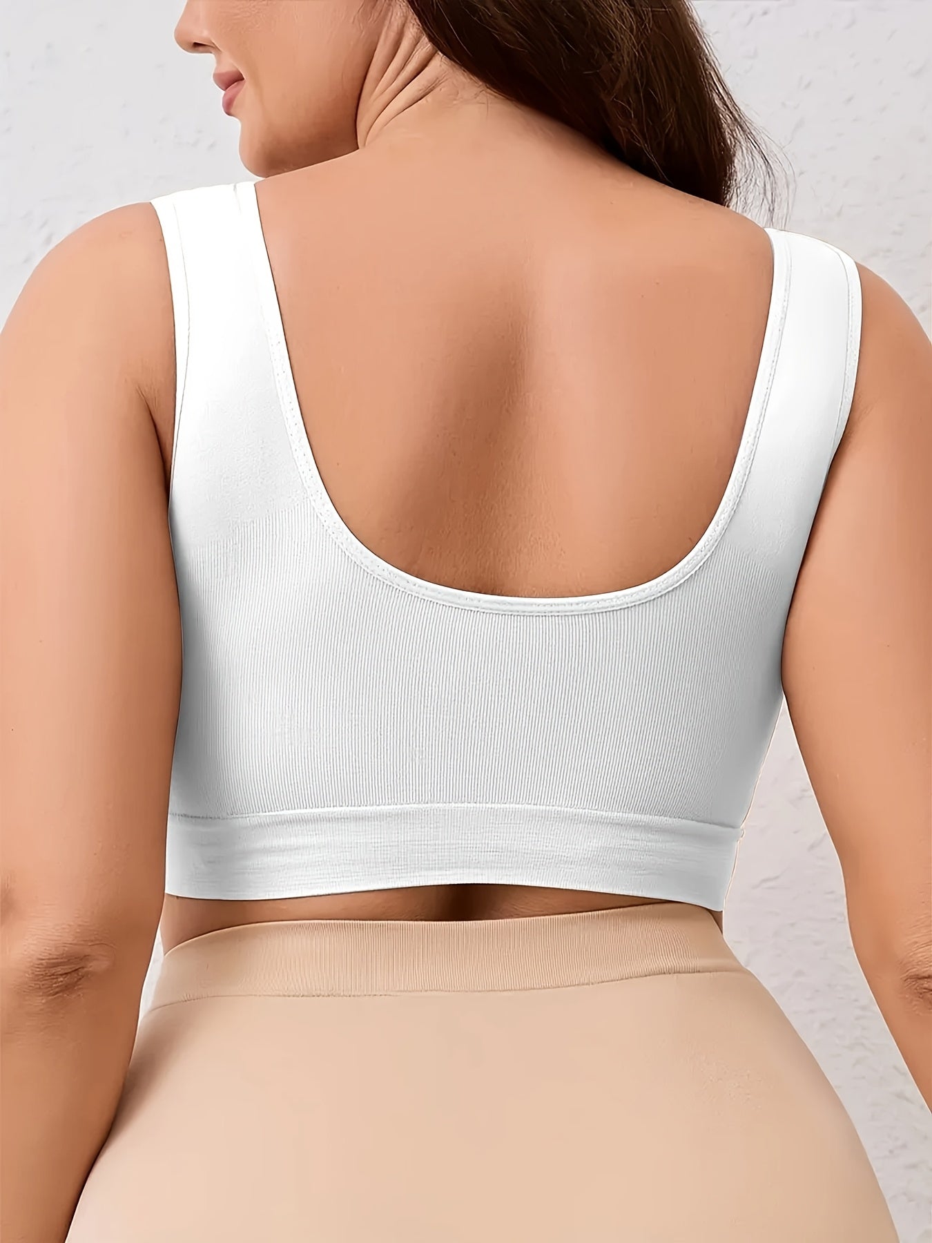 Plus-Size Wireless Sports Bra Seamless Push-Up Cross-Back Breathable Compression