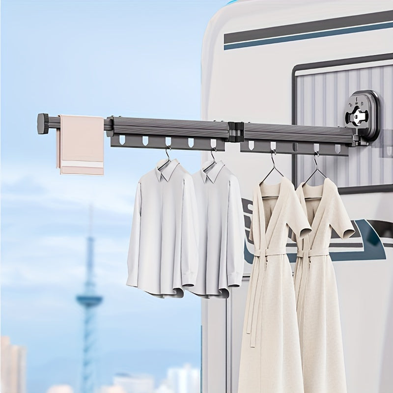 Expandable Metal Clothes Drying Rack with Suction Cups Foldable Wall-Mounted Laundry Hanger