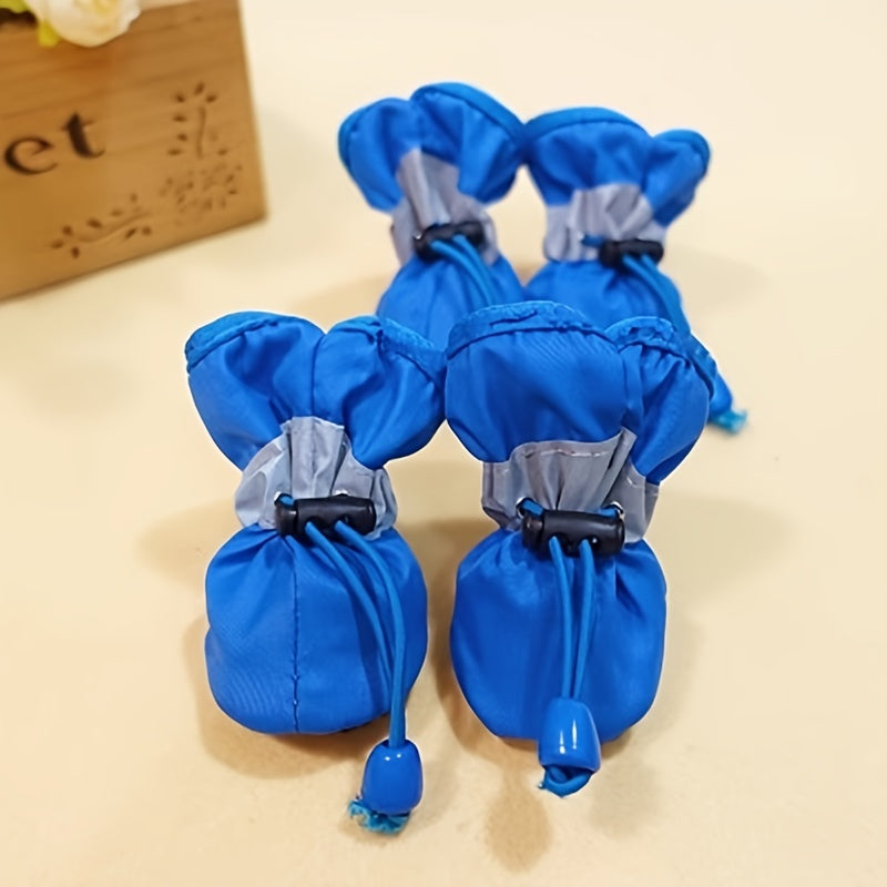 4 ta qalin, iliq va sirpanmaydigan it oyoq himoyachilari to'plami, elastik tugma bilan.