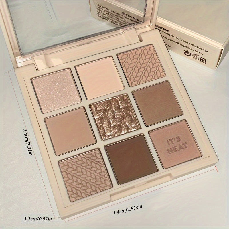 Женская палетка теней для век 9 цветов с блестками, матовые, smoky, nude, коричневые, макияж