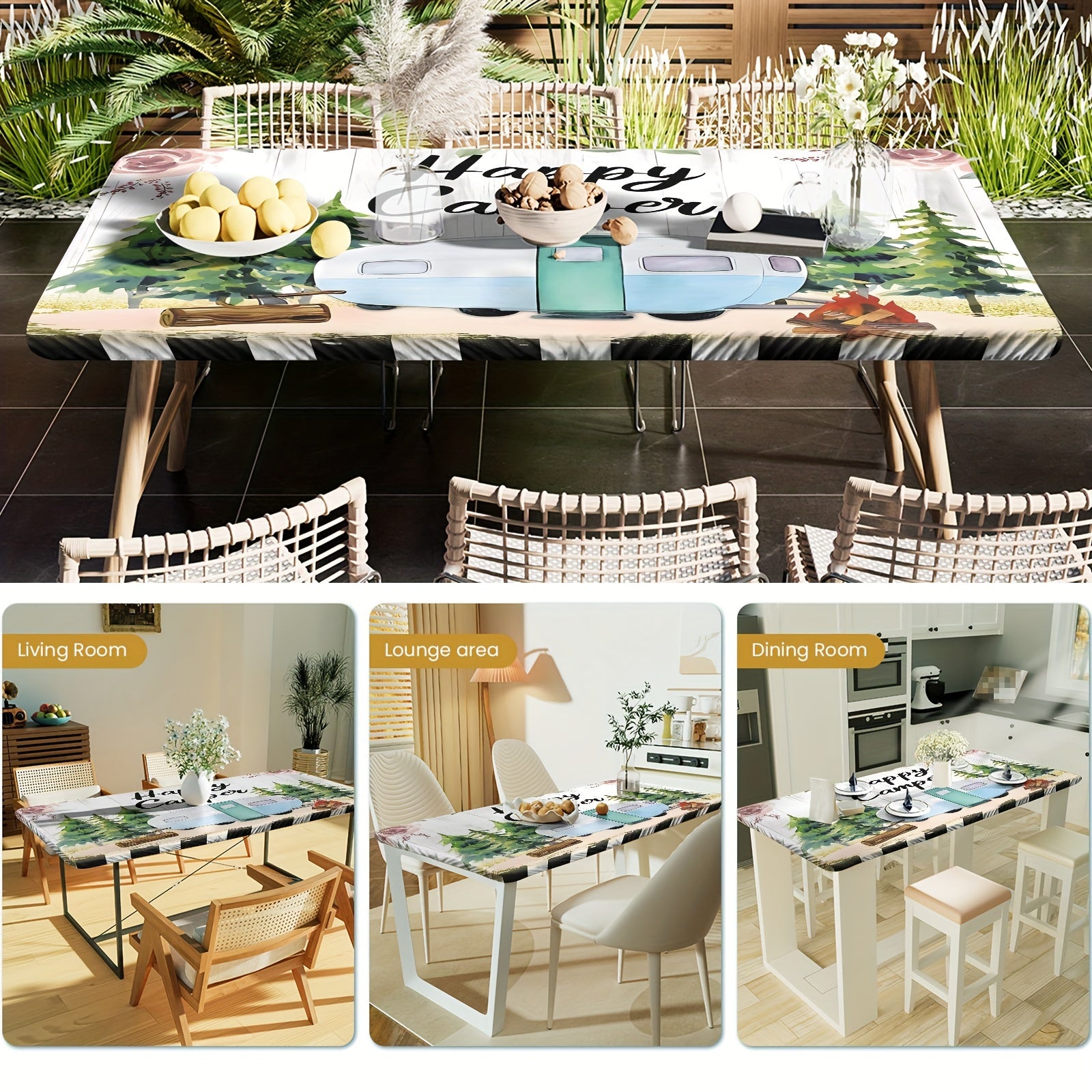 Outdoor Picnic Tablecloth Set with 4 Elastic Covers for Outdoor Dining and Parties