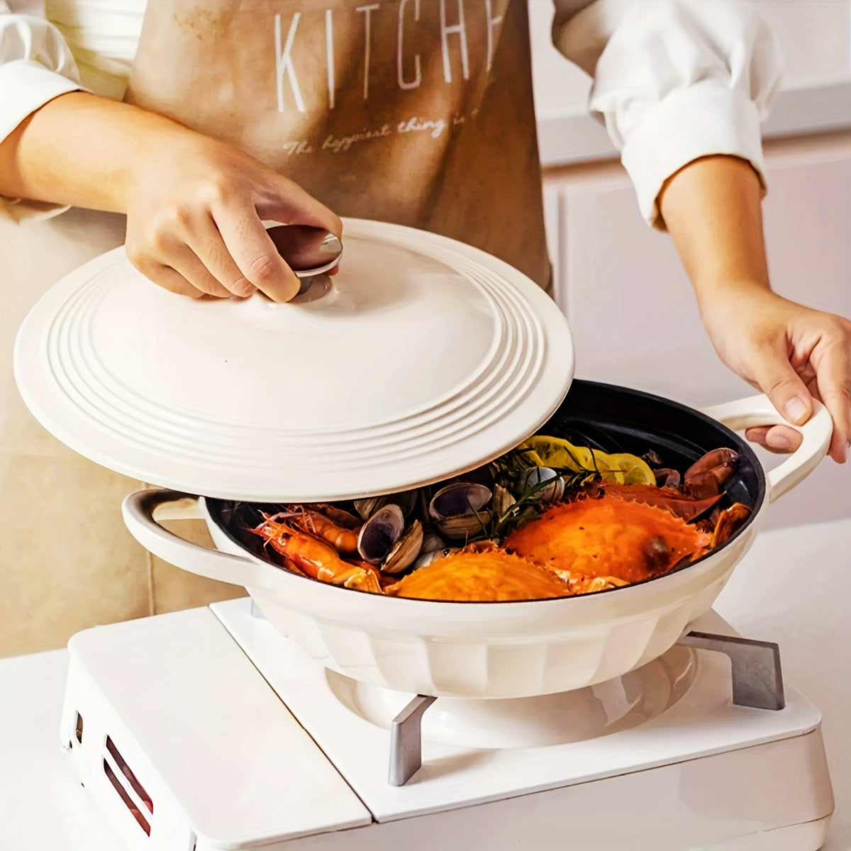 Enamel Rice Pot with Lid Cast Iron Stew Pot Oven Kitchenware Set 61oz 98oz 105oz